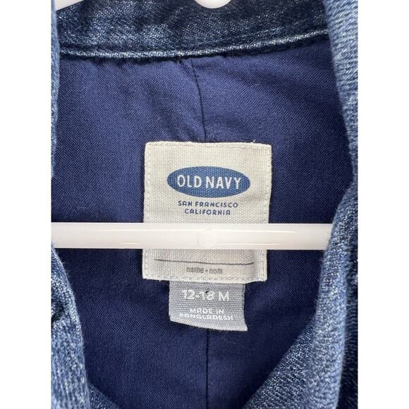 Old Navy Denim Peacoat Jacket, Blue, Cotton Blend, Double Breasted Toddler Girl - Picture 2 of 11